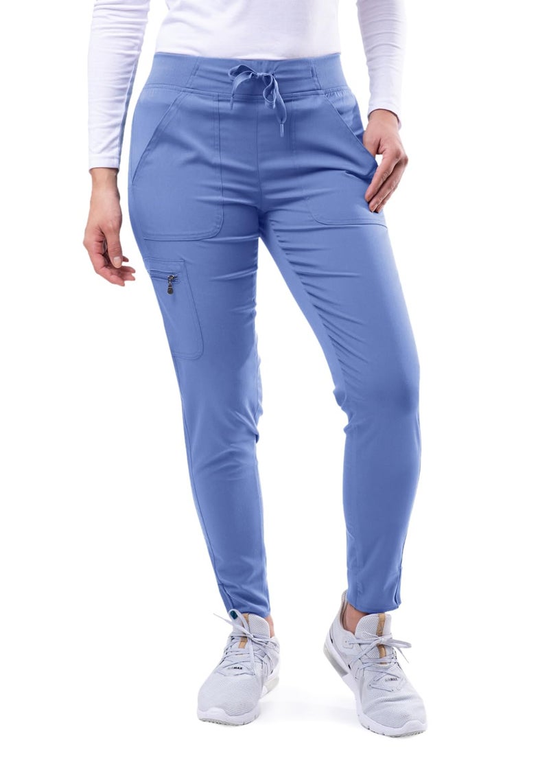 Adar Uniforms Pro Scrubs for Women, Ultimate Yoga Jogger Scrub Pants, P7104, Ceil Blue, M - Image 1